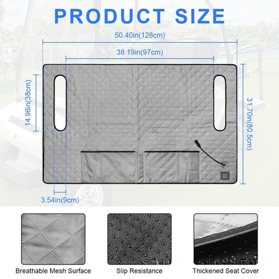 Overheat Protection Golf Heating Pad For Golf Cart Heating Seat Cushion Washable Material DC/AC Power Source