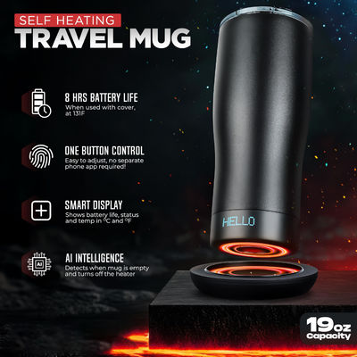 Custom Smart Heated Coffee Mug LED Screen Self-Adjusting Temperature For Convenient Direct Drinking For Travel Car