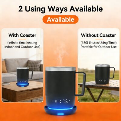 Portable Smart Mug With Digital Temperature Control Rechargeable Battery Led Display And Spill Resistant Lid For Convenient