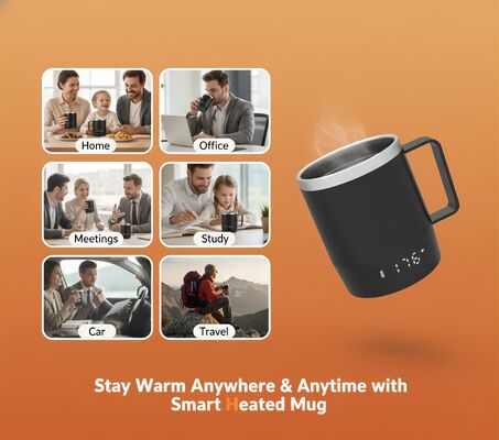Portable Stainless Steel Led Digital Temperature-Controlled Self-Heating Coffee Mug Factory Designed Smart Coffee Mug