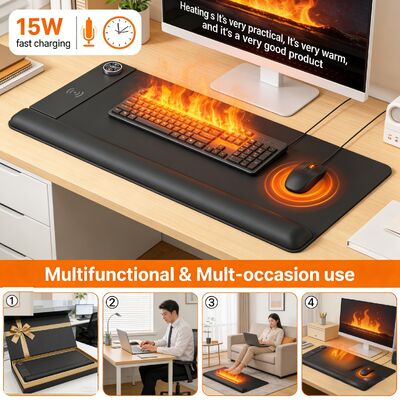 Customize Overheat protection Heated Mouse Pad with Wireless Charging and Wrist Rest Intelligent Heating Mouse Pad
