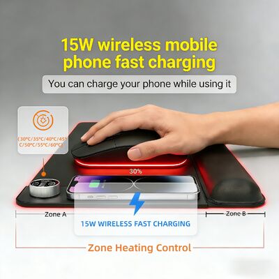 Customize Overheat protection Heated Mouse Pad with Wireless Charging and Wrist Rest Intelligent Heating Mouse Pad
