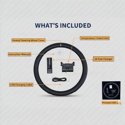 Wholesale Graphene Heated Steering Wheel Cover Quick Heating Leather With Overheat Protection, Non-Slip Grip Set