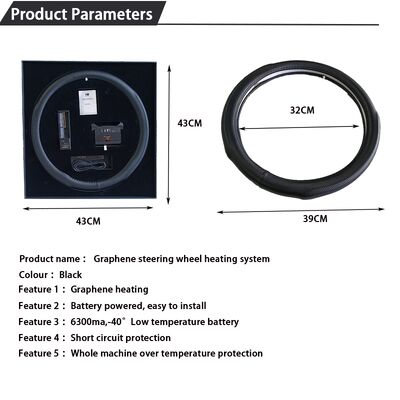 Wholesale Graphene Heated Steering Wheel Cover Quick Heating Leather With Overheat Protection, Non-Slip Grip Set