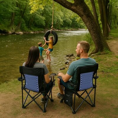 Cooling Camping Chair Equipped With Cordless Usb Powered Water Circulation System And Dual Zoned Cooling Zones For All Day Outdoor