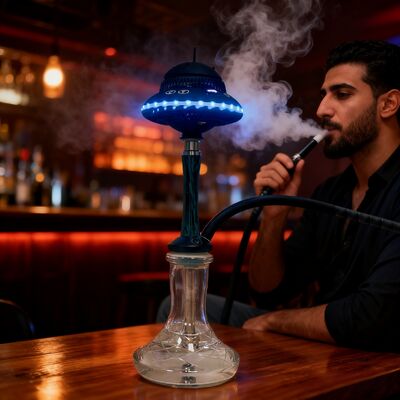 Custom Portable cordless shisha hookah with long lasting battery and vibrant rgb lighting effects ideal for travel and outdoor