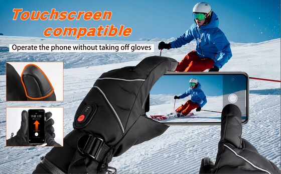 Touchable screen graphene heated hand warmer, durable and adjustable temperature waterproof, windproof, snow proof electric gloves