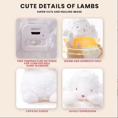 Portable Plush Cute Electric Hand Warmer with Adjustable Thermostat Rechargeable USB Power Bank for Outdoor & RV Use
