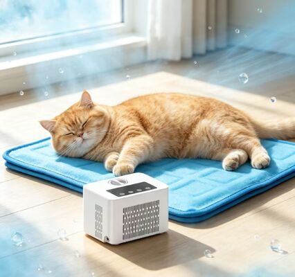 Smart pet bed cooling pad using physical water cooling technology maintaining stable long lasting cool surface for pets