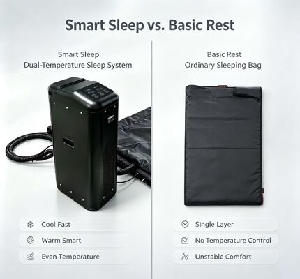 Refrigerated sleeping bag offering cooling heating functions with washable durable surface and comfortable wrapping fit