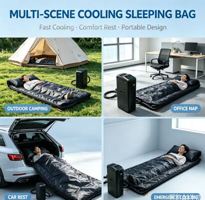 Refrigerated sleeping bag offering cooling heating functions with washable durable surface and comfortable wrapping fit