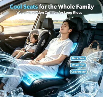 Car water-cooled hot seat cushion providing consistent temperature regulation with consumption safe for 12 volt vehicle systems