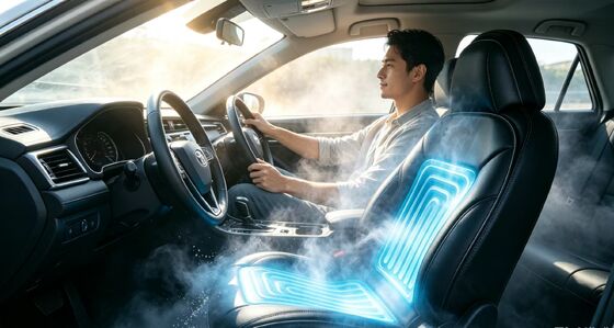 Car water-cooled hot seat cushion providing consistent temperature regulation with consumption safe for 12 volt vehicle systems
