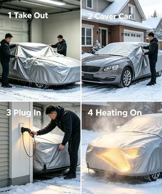 Flexible car heating hood with customizable options and OEM services providing consistent heating and engine protection in winter