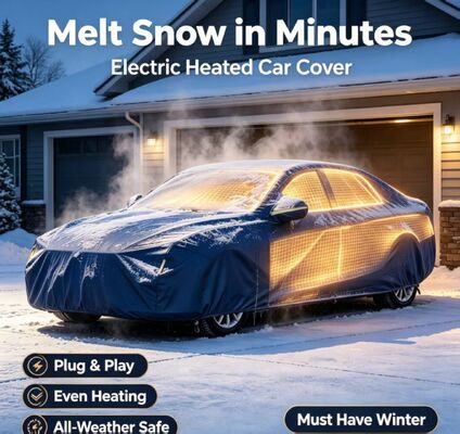 Car heating hood with easy installation and removal designed for repeated and protection against snow frost and light rain