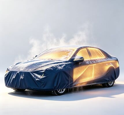 Car heating hood with easy installation and removal designed for repeated and protection against snow frost and light rain