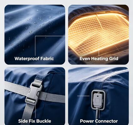 Car heating hood with easy installation and removal designed for repeated and protection against snow frost and light rain