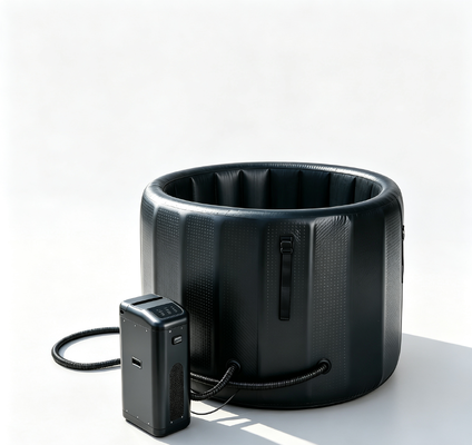 Portable inflatable ice bath tub with lightweight design and easy transport suitable for indoor outdoor cold plunge therapy