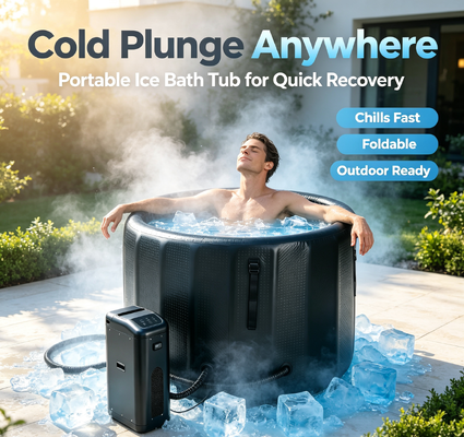 Durable inflatable ice bath tub with leakproof performance and cooling system supporting cold plunge sessions and muscle recovery