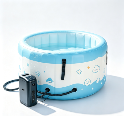 Cartoon Customizable Inflatable Ice Bath Tub with Smart Water Chiller, Portable Constant Temperature Cold Plunge Pool for Kids Outdoor Backyard Play
