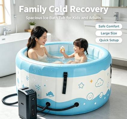 Cartoon Customizable Inflatable Ice Bath Tub with Smart Water Chiller, Portable Constant Temperature Cold Plunge Pool for Kids Outdoor Backyard Play