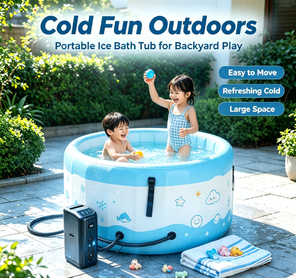 Cartoon Customizable Inflatable Ice Bath Tub with Smart Water Chiller, Portable Constant Temperature Cold Plunge Pool for Kids Outdoor Backyard Play