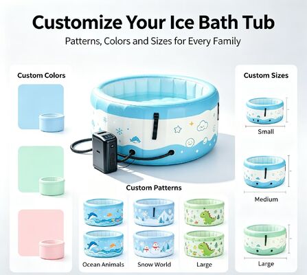 Cartoon Customizable Inflatable Ice Bath Tub with Smart Water Chiller, Portable Constant Temperature Cold Plunge Pool for Kids Outdoor Backyard Play