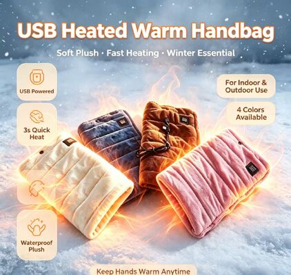 USB rechargeable Hand Warmer with soft crystal fabric compact portable design ideal for office outdoor and travel providing steady gentle warmth
