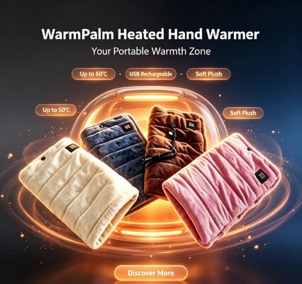 Portable USB Electric Heated Hand Warmer 3 Adjustable Temperature Max 50°C Soft Flannel Rechargeable Hand Heating Bag Winter Outdoor Warm Gift