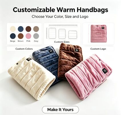 Portable USB Electric Heated Hand Warmer 3 Adjustable Temperature Max 50°C Soft Flannel Rechargeable Hand Heating Bag Winter Outdoor Warm Gift
