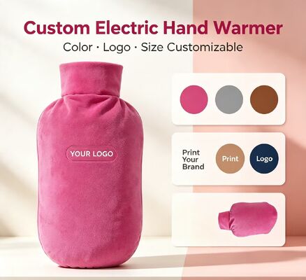Bucket Shaped Rechargeable Hand Warmer, Crystal Ultra Soft Fabric, Adjustable Temperature, DC Charging Portable Electric Heated Hand Pouch, Custom Color OEM ODM