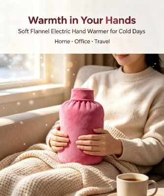 Bucket Shaped Rechargeable Hand Warmer, Crystal Ultra Soft Fabric, Adjustable Temperature, DC Charging Portable Electric Heated Hand Pouch, Custom Color OEM ODM