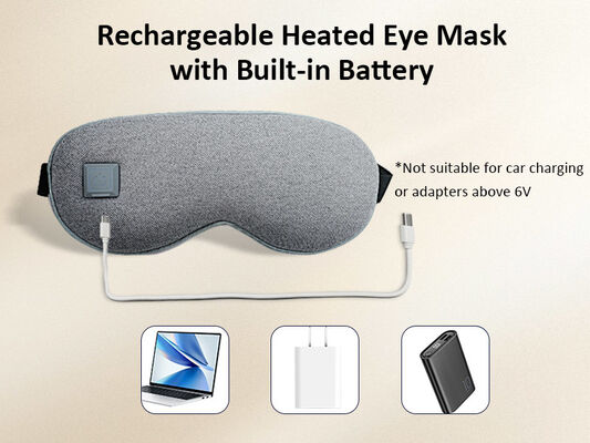 Adjustable Temperature Heated Eye Mask | Super Soft PU Portable Fast Heating Eye Mask 1000mAh Battery for Eye Fatigue Relief