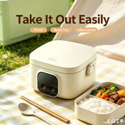 USB Electric Heating Lunch Box, 304 Stainless Steel Portable Food Warmer, 500ml Adjustable Temperature Food Heating Container, 3-4H Insulation for Picnic Camping Road Trips