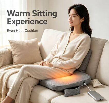 Graphene Heated Seat Cushion 45×45cm 3cm Thick Linen Cotton USB 3‑Speed Temperature Adjustment Heating Pad for Home Car Office Warm Waist Buttock Support