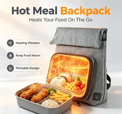 Polyester Fiber USB Heating Lunch Bag, Waterproof Leak‑Proof Food Warmer, Removable Washable Heating Unit,50‑59℃，3‑Level Temperature Adjustment for On‑the‑Go Meal Warming