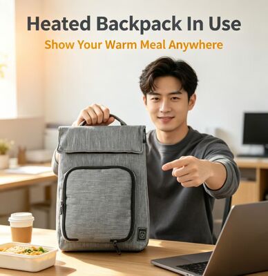 Polyester Fiber USB Heating Lunch Bag, Waterproof Leak‑Proof Food Warmer, Removable Washable Heating Unit,50‑59℃，3‑Level Temperature Adjustment for On‑the‑Go Meal Warming