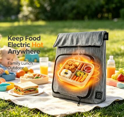 Polyester Fiber USB Heating Lunch Bag, Waterproof Leak‑Proof Food Warmer, Removable Washable Heating Unit,50‑59℃，3‑Level Temperature Adjustment for On‑the‑Go Meal Warming