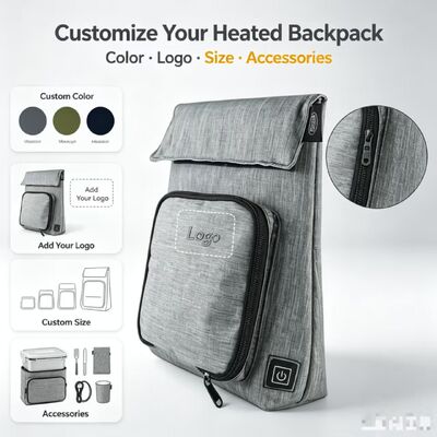 OEM ODM Custom Logo USB Heated Food Warmer Pouch, Waterproof Leak‑Proof Washable Removable Charging Heating Bag for Travel Picnic School