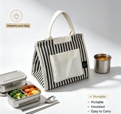 Reheat Takeout, Noodles & Steaks Without a Microwave — USB Powered Heated Lunch Bag, 3 Temperature Modes, Waterproof Thermal Tote