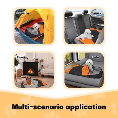 Custom OEM ODM Heated Dog Sleeping Bag 3‑Level Adjustable Temperature, Private Label Hollow Cotton Pet Sleeping Bag 71*108cm, Custom Logo & Packaging for Camping Travel Home Outdoor, CE FCC Certified
