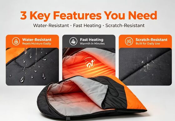 Water‑Resistant & Scratch‑Proof Heated Dog Sleeping Bag, 3‑Level Adjustable Temperature Durable Polyester Pet Sleeping Bag for Multiple Dog Breeds, Hollow Cotton Fitting for Winter Snow Wind