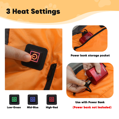 Water‑Resistant & Scratch‑Proof Heated Dog Sleeping Bag, 3‑Level Adjustable Temperature Durable Polyester Pet Sleeping Bag for Multiple Dog Breeds, Hollow Cotton Fitting for Winter Snow Wind