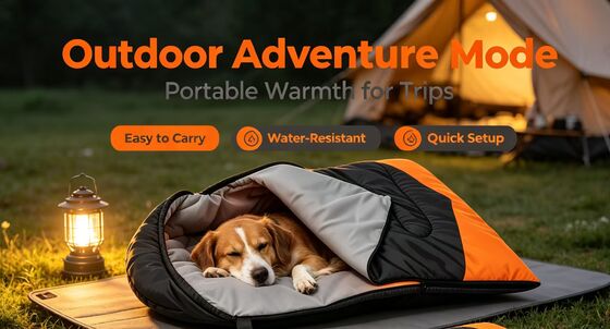 Compact Easy‑to‑Store Heated Dog Sleeping Bag, Lightweight 0.93kg Foldable Pet Sleeping Bag for Small Medium Various Dog Breeds, Perfect for home and Cold Weather Outdoor Activities