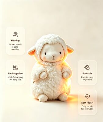 Adorable Sheep‑Shaped USB Powered Heating Pad,3‑Tier 40‑60℃ Temperature Control,Soft Skin‑Friendly Polyester,Kid‑Safe for Home Daily Use,Portable On‑the‑Go Hand Warmer with 6‑8H Runtime