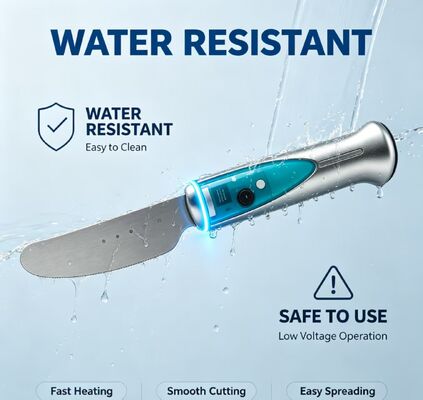 Touch Sensing Intelligent Butter Heating Knife, Stainless Steel Alloy Waterproof Electric Butter Cutter, USB Rechargeable 1020mAh Battery 3.7V Kitchen Butter Softening & Cutting Tool