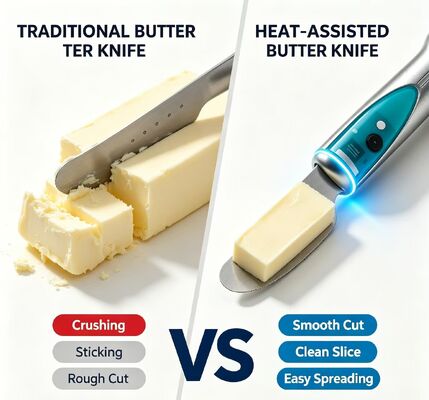 Safe Waterproof Heated Butter Knife, Touch Sensing Design Stainless Steel Electric Butter Cutter with 1020mAh Rechargeable Battery for Home Baking