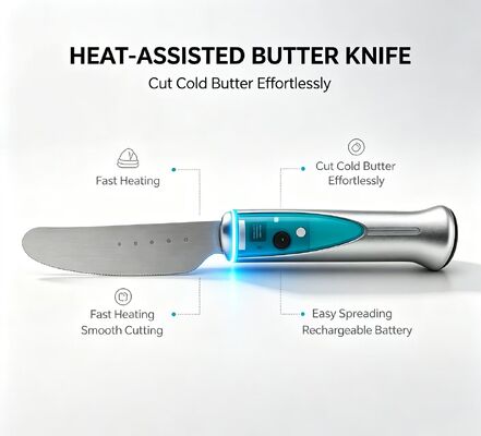 Baking Must-have Electric Butter Heating Knife, Waterproof Touch Control Butter Softening Cutter, 1020mAh USB Rechargeable, Great Kitchen Gadget Gift