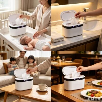 On-the-Go Baby Wipes Heater, Intelligent Heated Wet Wipe Dispenser Touch Control Adjustable Temperature Home& Nursery & Travel