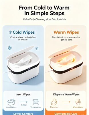 Intelligent Heated Wet Wipe Dispenser PP Silicone Touch Control Adjustable Temperature Portable Baby Wet Wipe Warmer